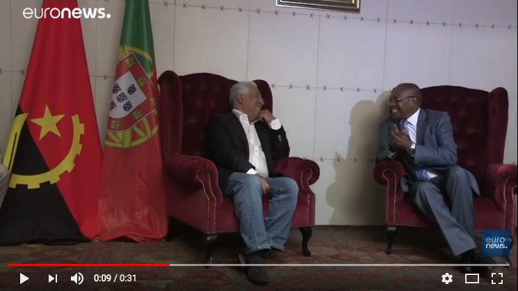 António Costa em conversa com o Ministro das Relações Exteriores de Angola | captura de tela (Youtube), feita pelo próprio autor