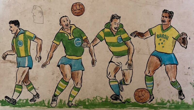 Desenho de Aldyr Schlee enviado para o concurso que definiria a camisa da Seleção Brasileira, em 1953 | Imagem: Arquivo pessoal