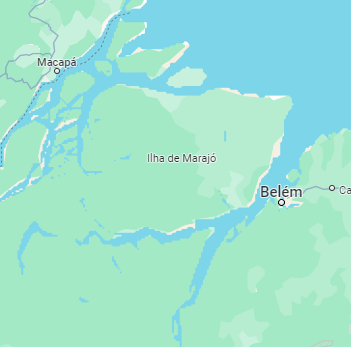 A região do Marajó é composta por mais de dez municípios e está próxima de Belém, capital do Pará | Imagem: Google Maps